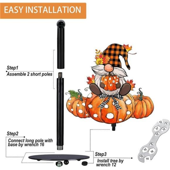 Pumpkins Gnomes  Paper Towel Holder Stand, Metal Autumn Decoration - Picture 3 of 7